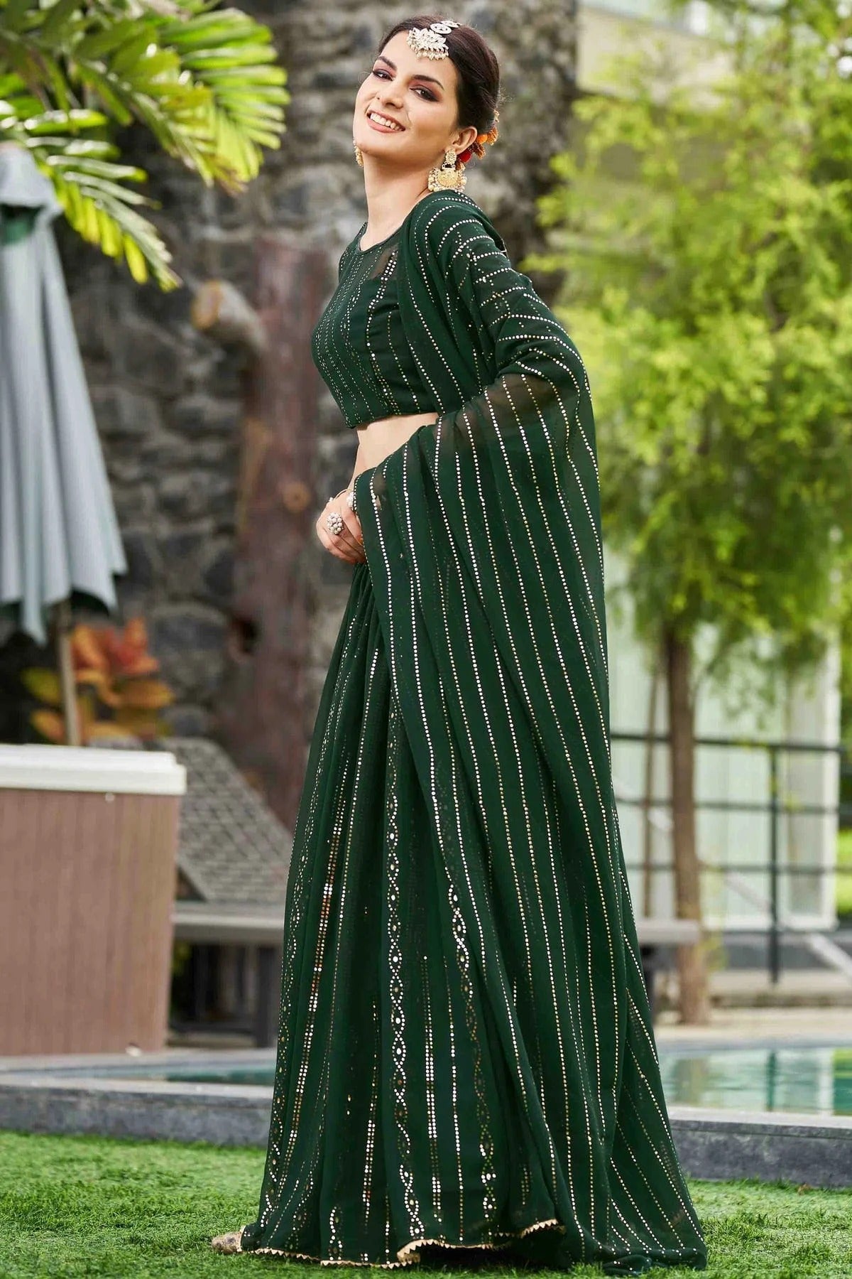 Green Colour Georgette Semi Stitched Lehenga Choli LC1170061 A