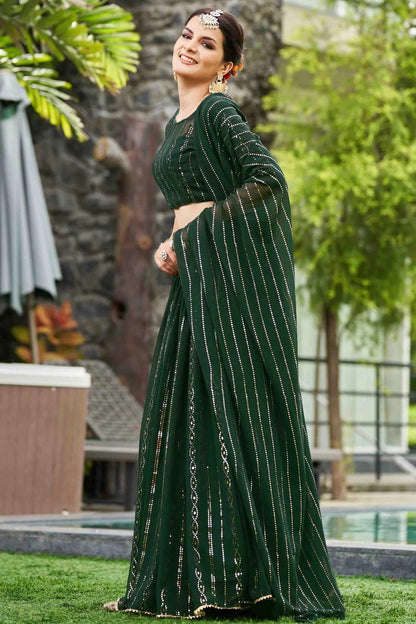 Green Colour Georgette Semi Stitched Lehenga Choli LC1170061 A