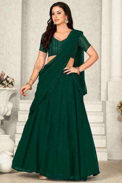Green Colour Georgette Semi Stitched Lehenga Choli LC1170072 A