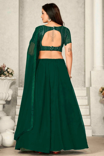 Green Colour Georgette Semi Stitched Lehenga Choli LC1170072 B