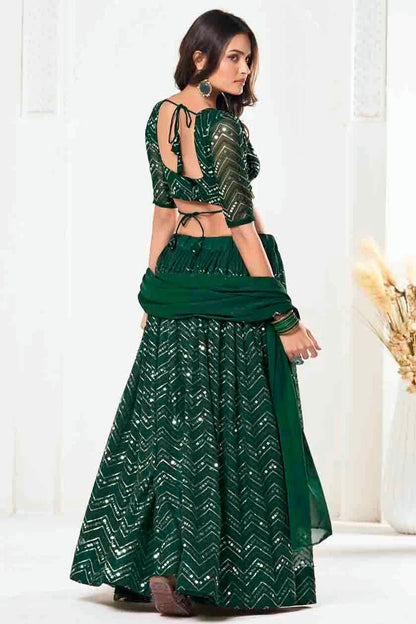 Green Colour Georgette Semi Stitched Lehenga Choli LC1170086 B