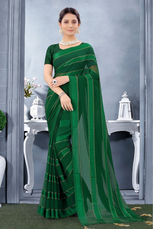 Green Colour Georgette Swarovski Work Saree SD1120200