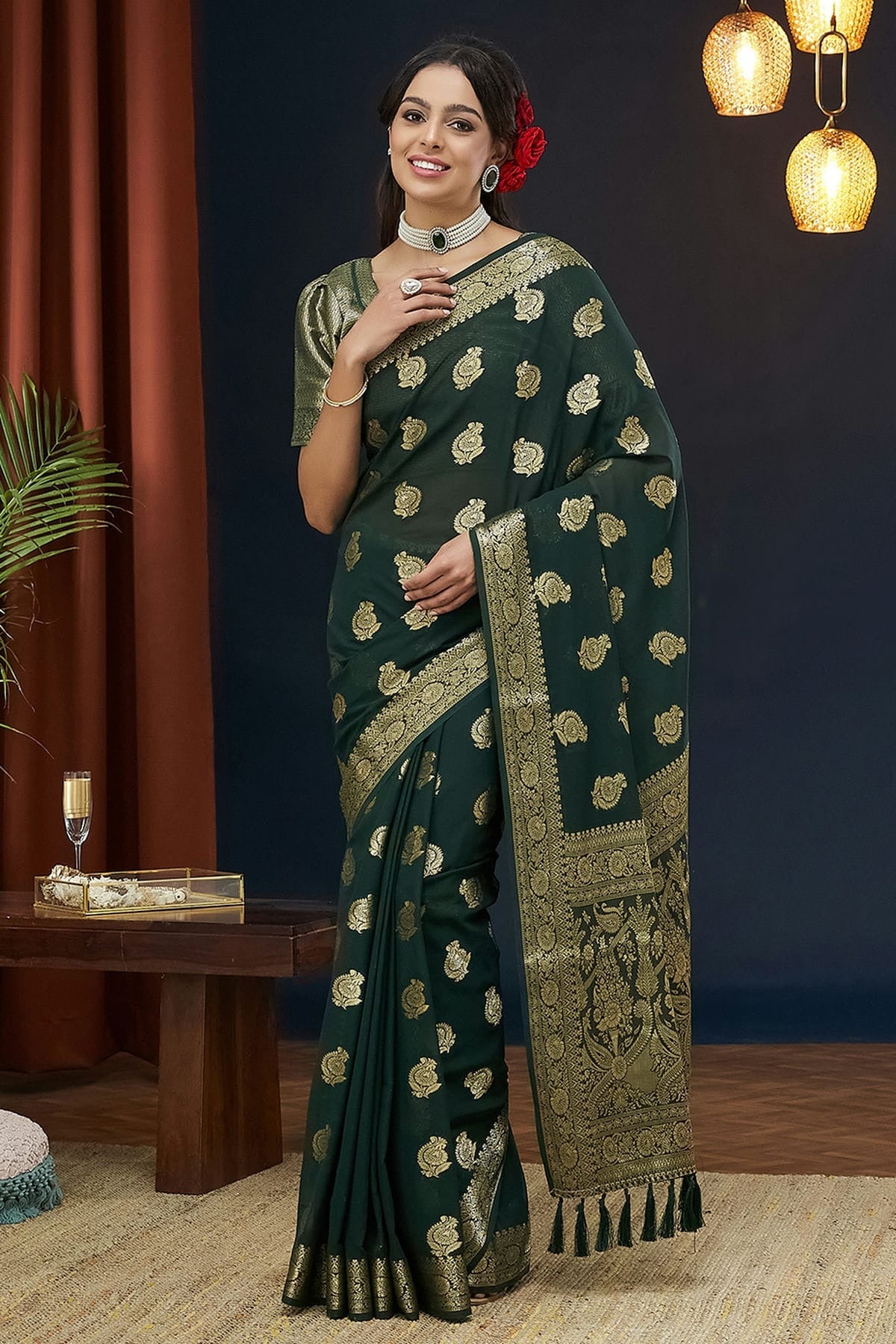 Green Colour Georgette Traditional Saree SD1112128