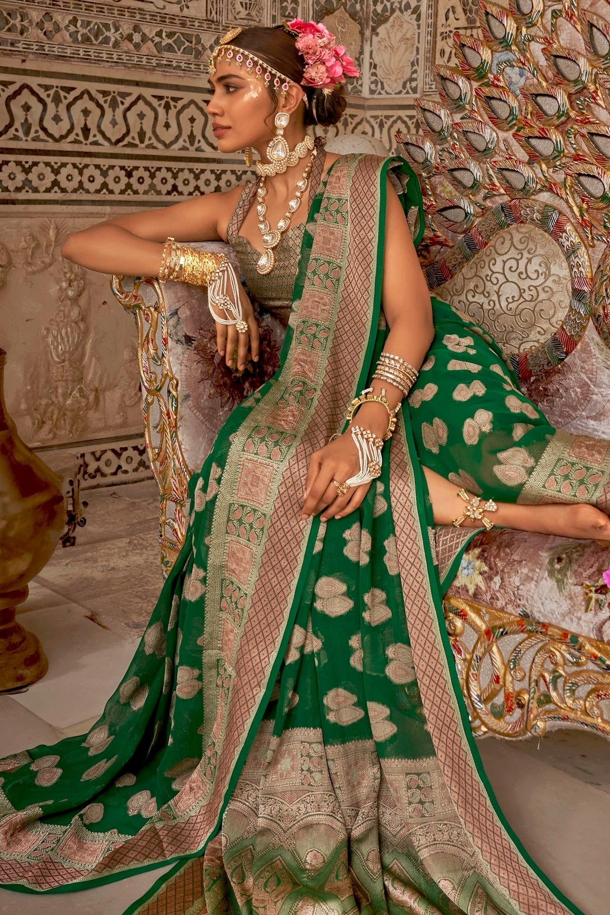 Green Colour Georgette Traditional Saree SD1290179 A