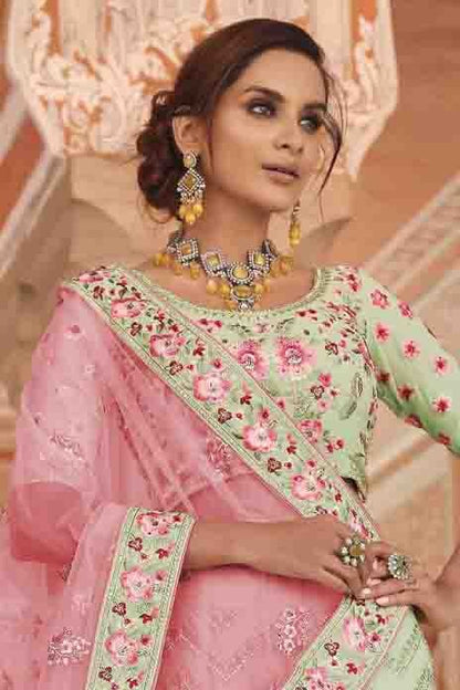 Green Colour Georgette Zari Work Lehenga Choli LC1080143 A