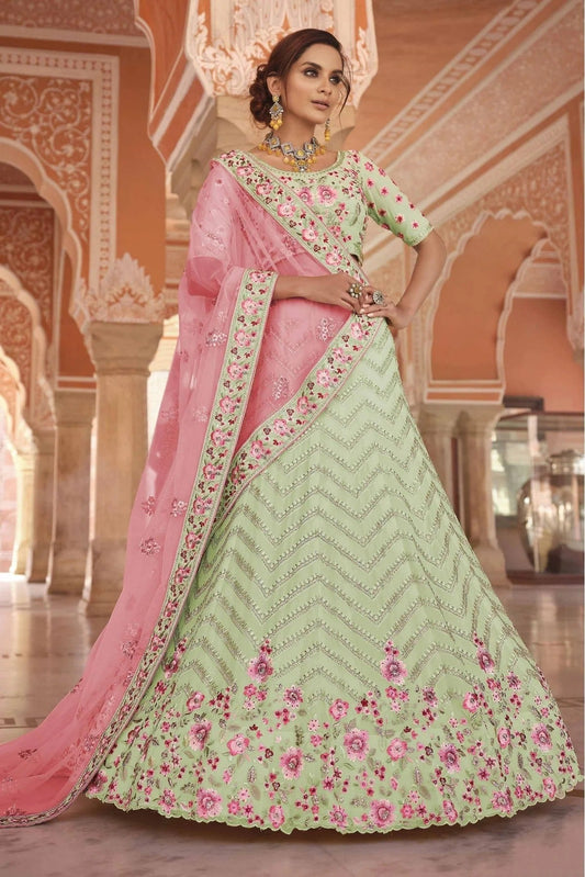Green Colour Georgette Zari Work Lehenga Choli LC1080143