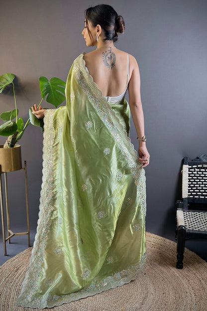 Green Colour Gold Crunchy Designer Saree SD1111762 A