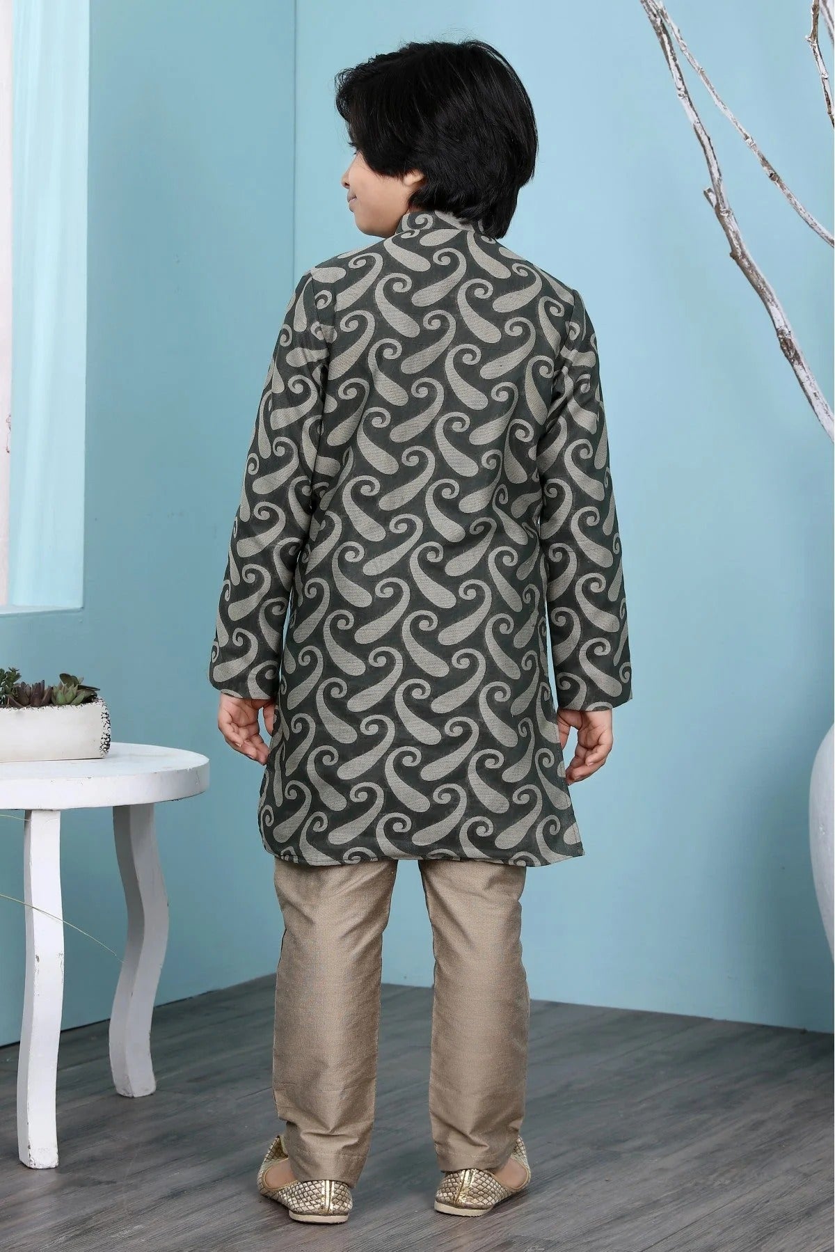 Green Colour Handloom Silk Kurta Pajama BW1070086 C