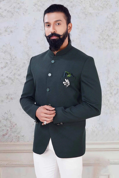 Green Colour Imported Fabric Jodhpuri Suit SH1130036 A