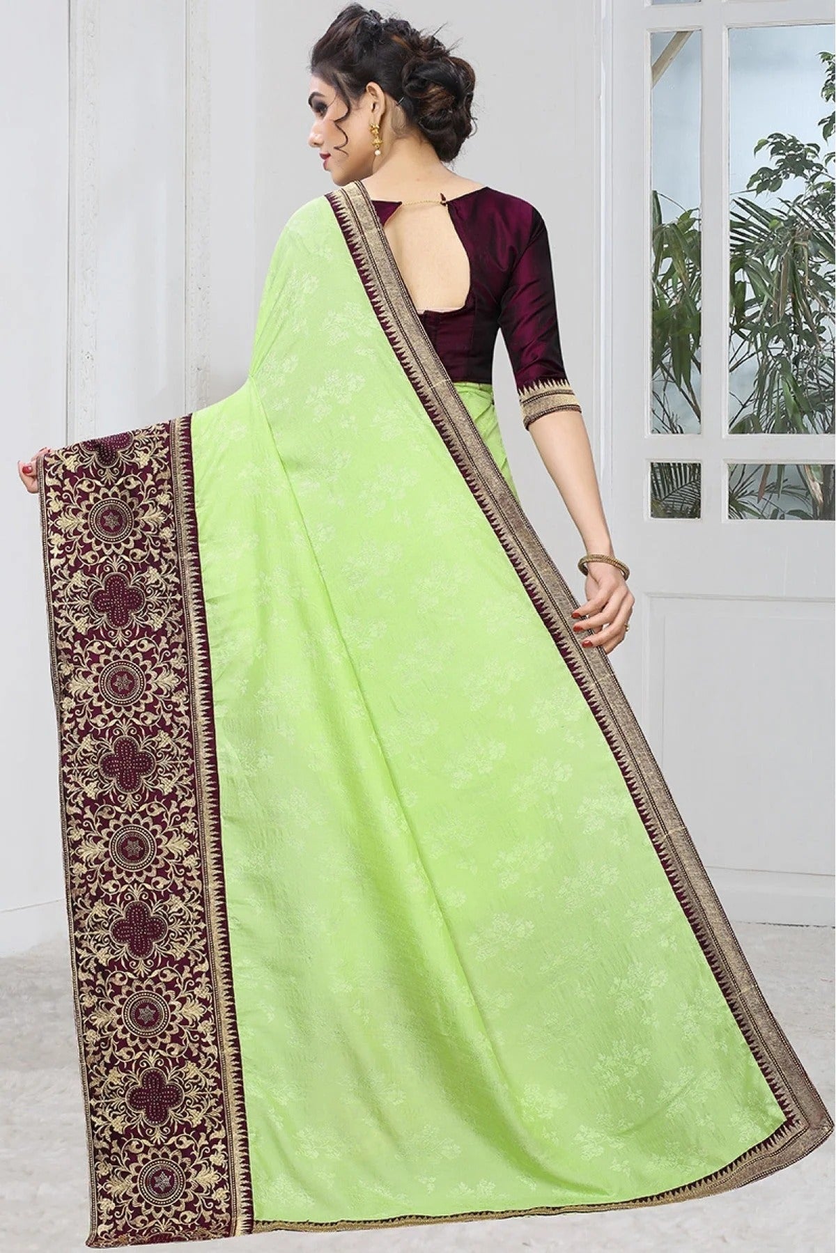 Green Colour Jacquard Silk Designer Saree SD1120525 A