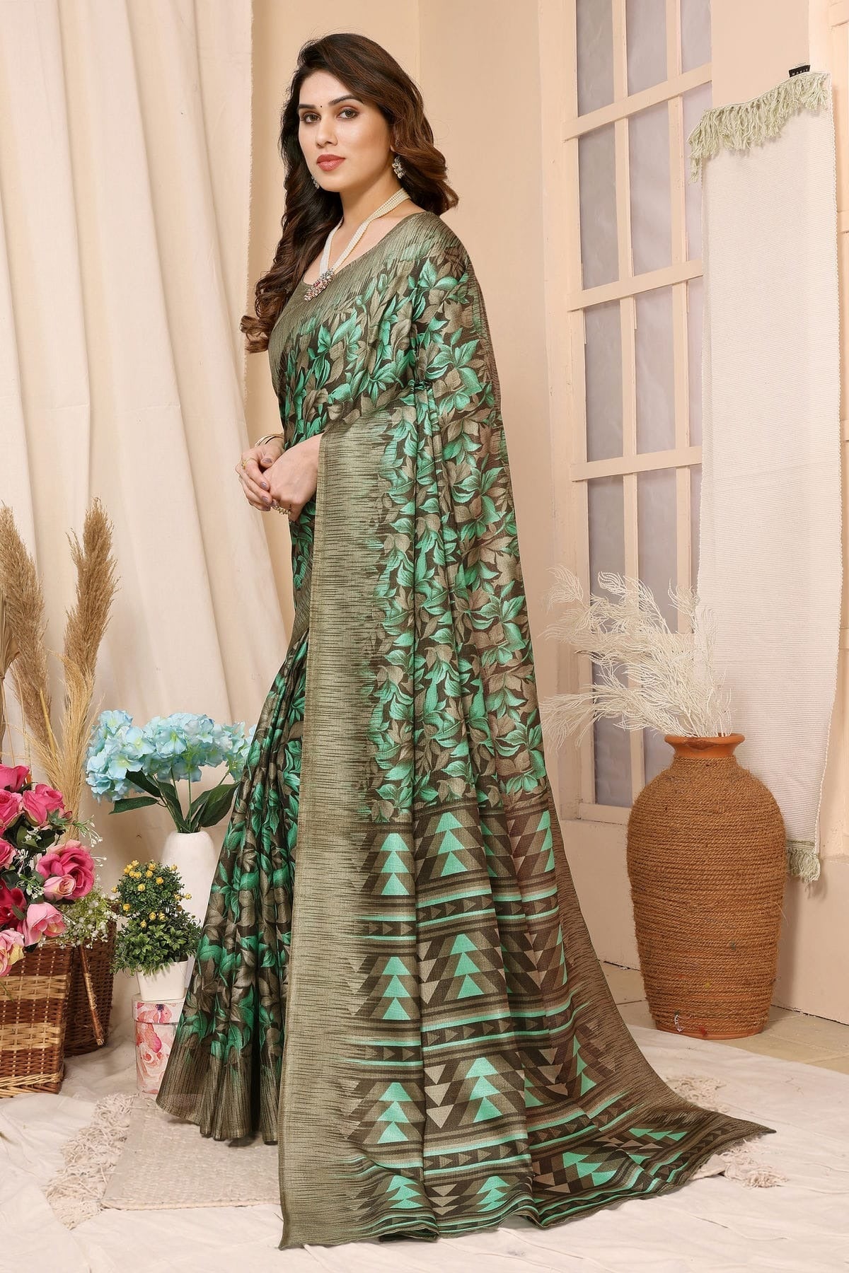 Green Colour Khadi Silk Saree SD1110115