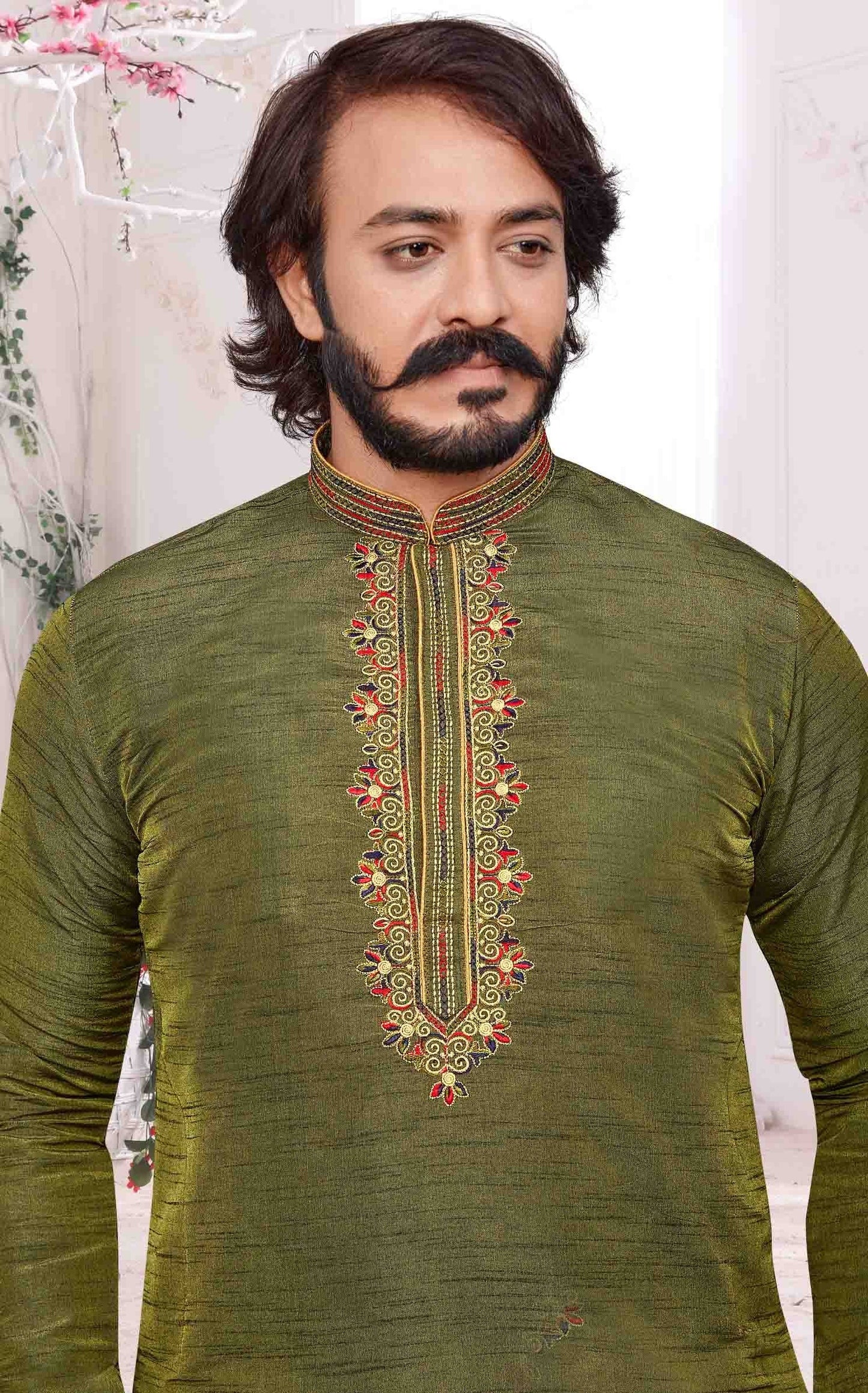 Green Colour Kurta Pajama In Art Silk KP1210098 A