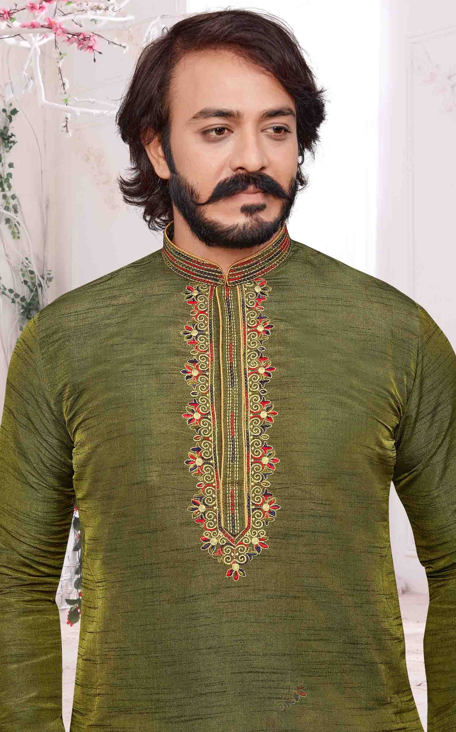 Green Colour Kurta Pajama In Art Silk KP1210098 A