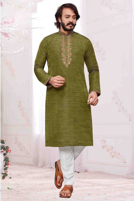 Green Colour Kurta Pajama In Art Silk KP1210098