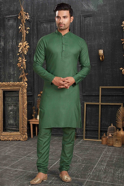 Green Colour Kurta Pajama In Cotton KP1210162