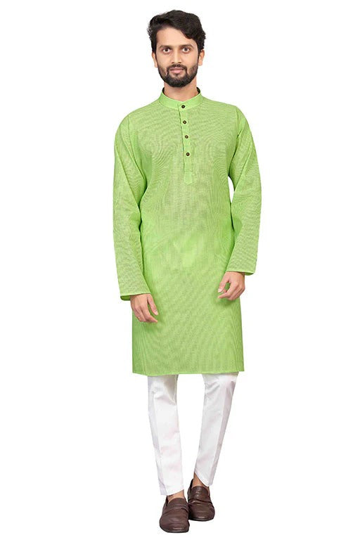 Green Colour Kurta Pajama In Cotton KP1210198