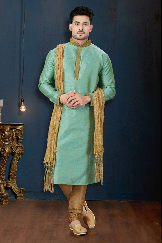 Green Colour Kurta Pajama In Jacquard Fabric KP1040069