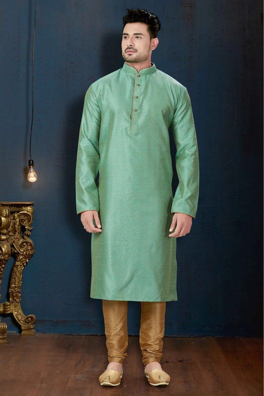 Green Colour Kurta Pajama In Jacquard Fabric KP1040070