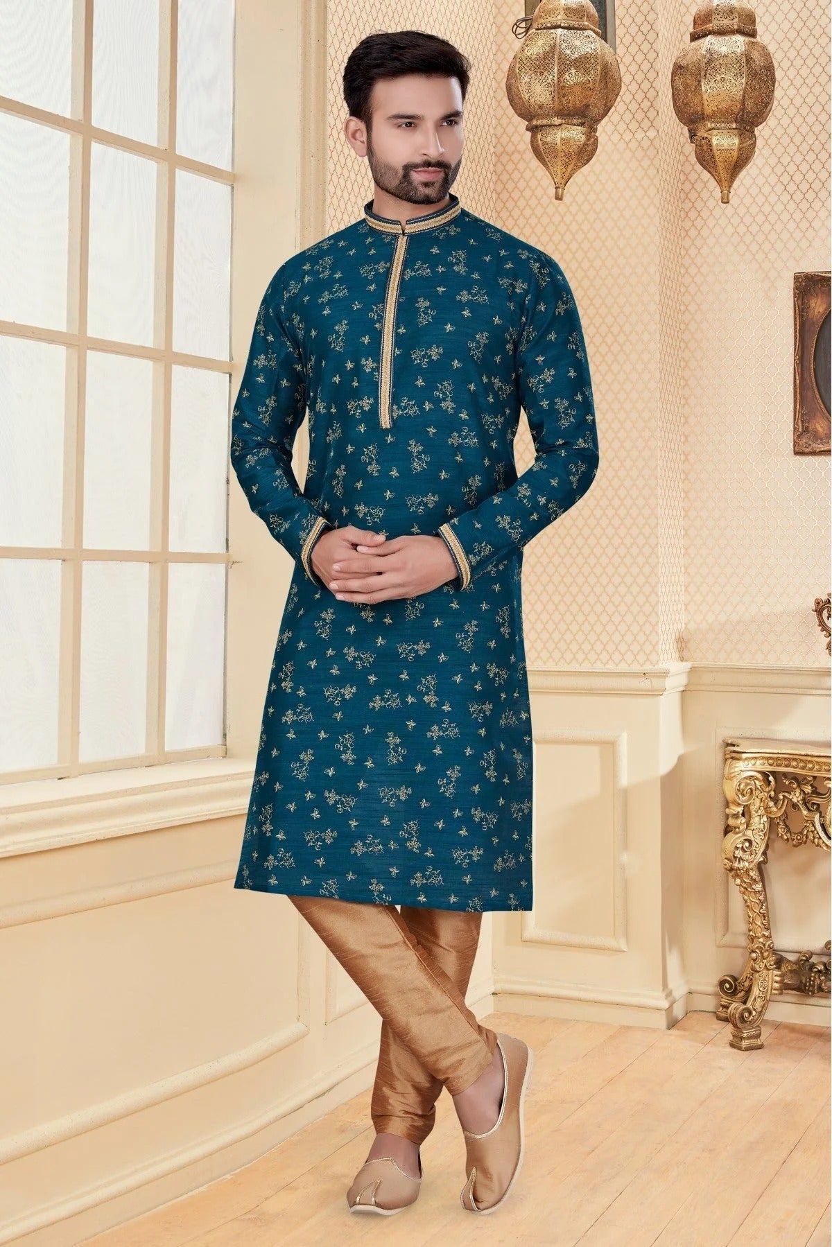Green Colour Kurta Pajama In Jacquard Fabric KP1040105