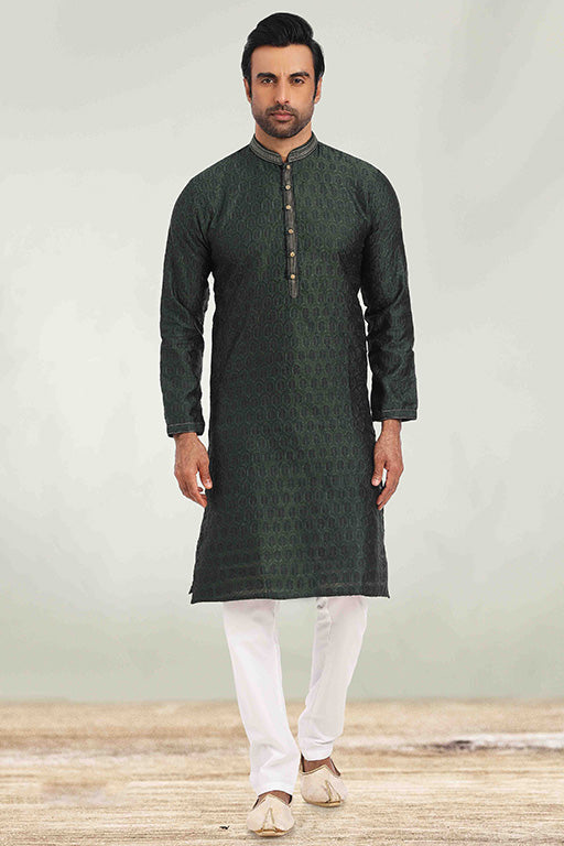 Green Colour Kurta Pajama In Jacquard KP1210269