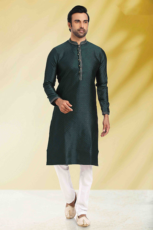 Green Colour Kurta Pajama In Jacquard KP1210287