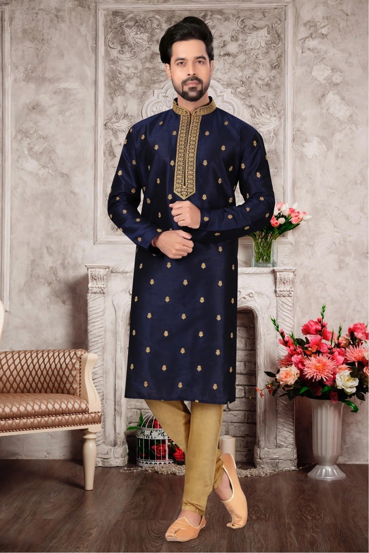 Green Colour Kurta Pajama In Silk Dupion Fabric KP1040115
