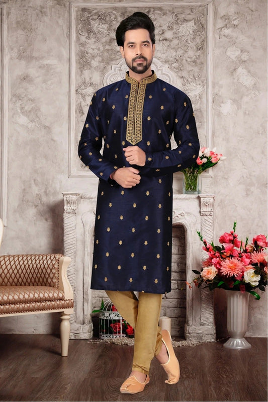 Green Colour Kurta Pajama In Silk Dupion Fabric KP1040115