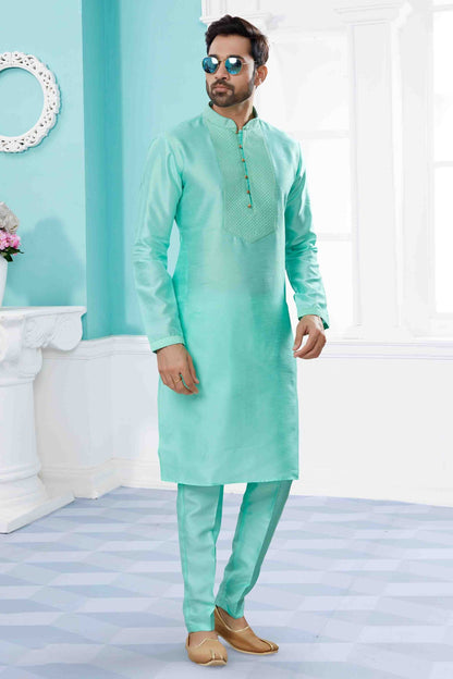 Green Colour Kurta Pajama In Silk Dupion Fabric SH1040483