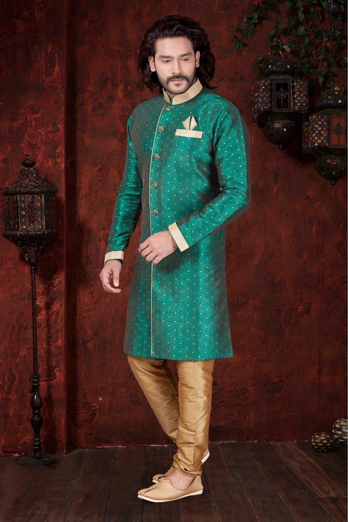Green Colour Kurta Pajama In Silk Fabric KP1040035