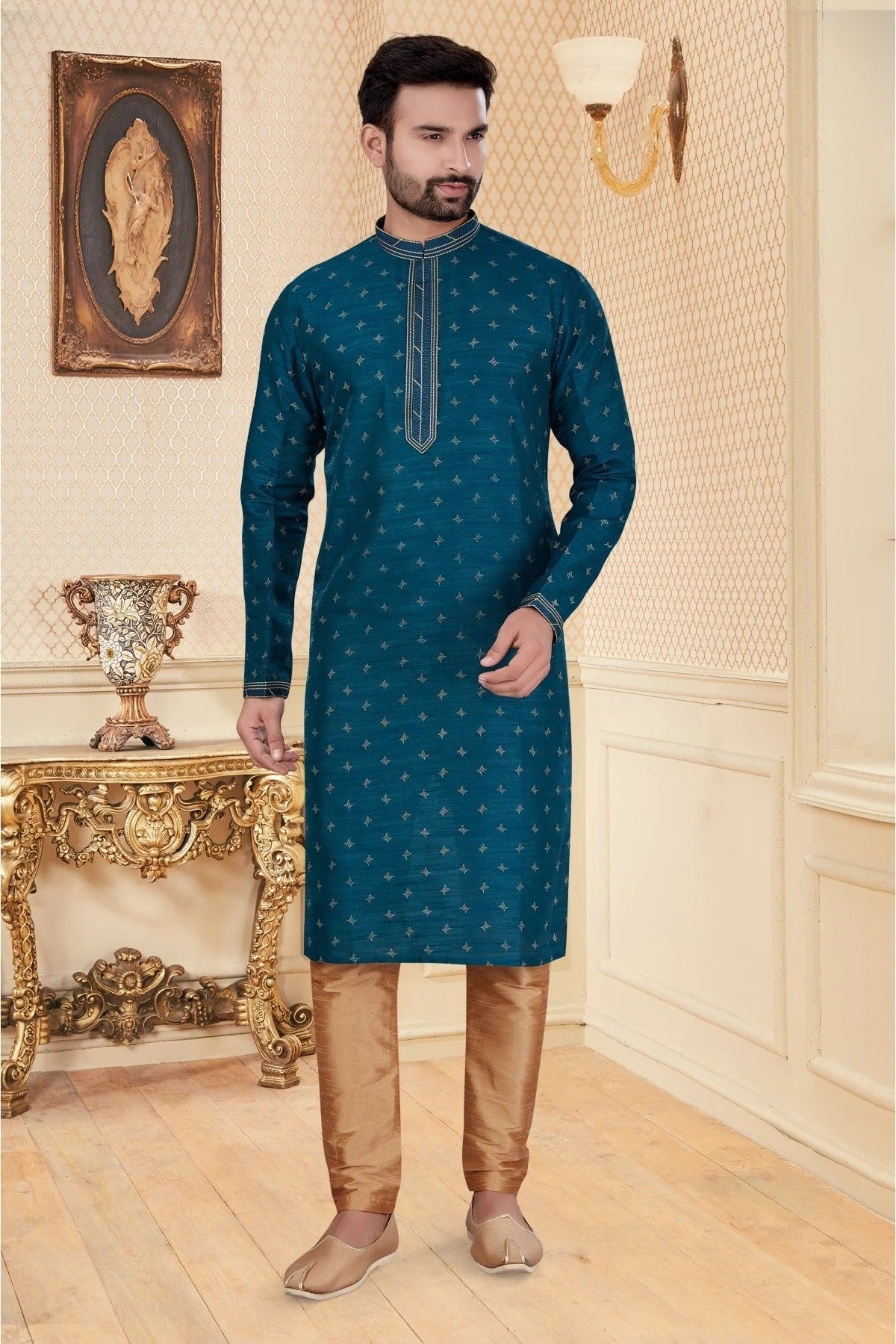 Green Colour Kurta Pajama In Silk Fabric KP1040101