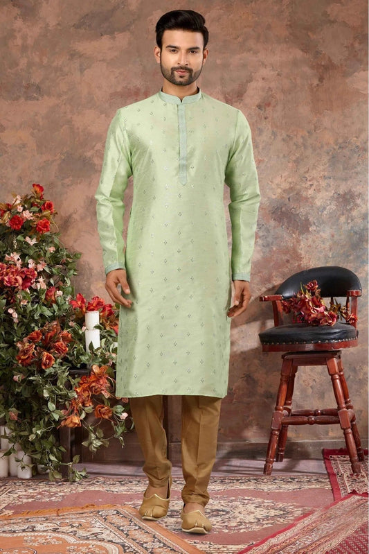 Green Colour Kurta Pajama In Silk Fabric KP1040123