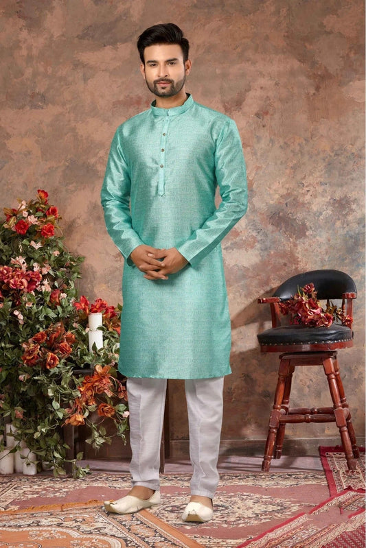 Green Colour Kurta Pajama In Silk Fabric KP1040153
