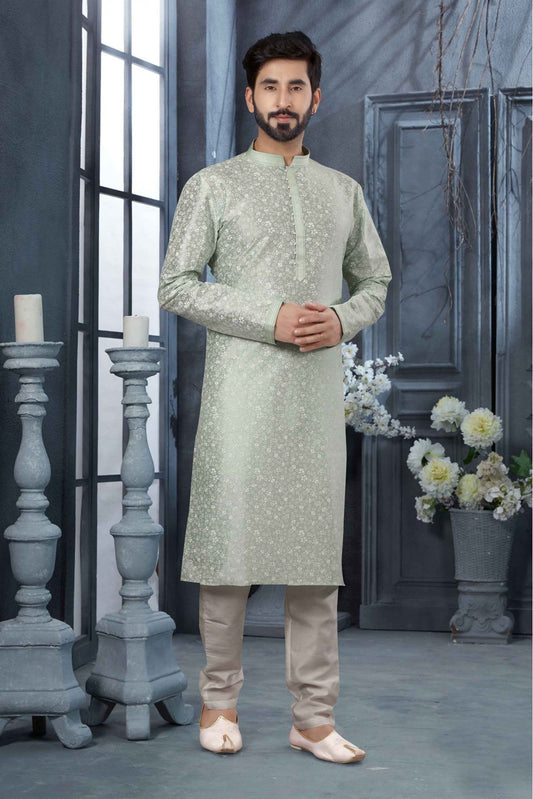 Green Colour Kurta Pajama In Silk Fabric KP1040166