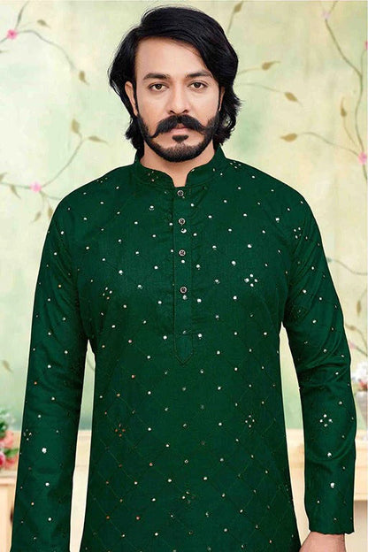 Green Colour Kurta Pajama In Silk KP1210231 A