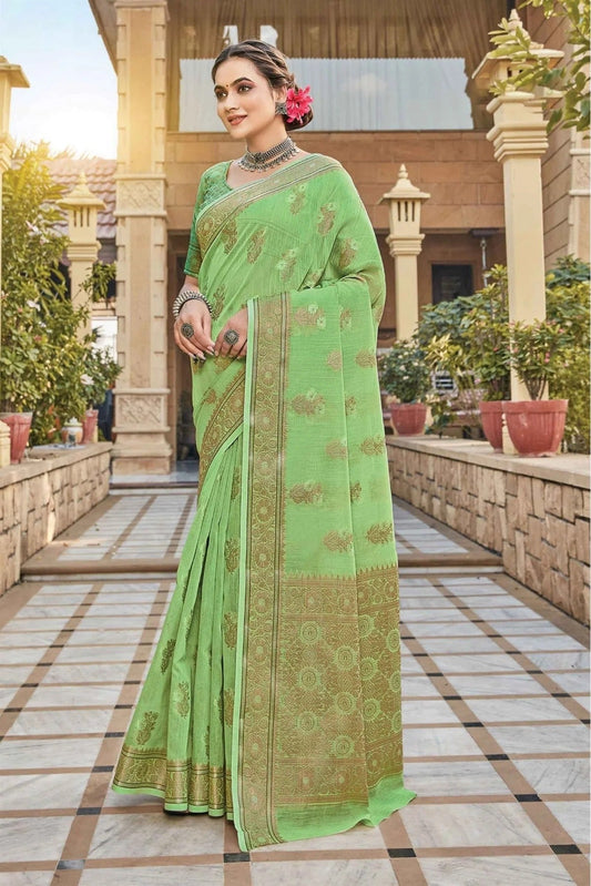 Green Colour Linen Woven Saree SD1100337