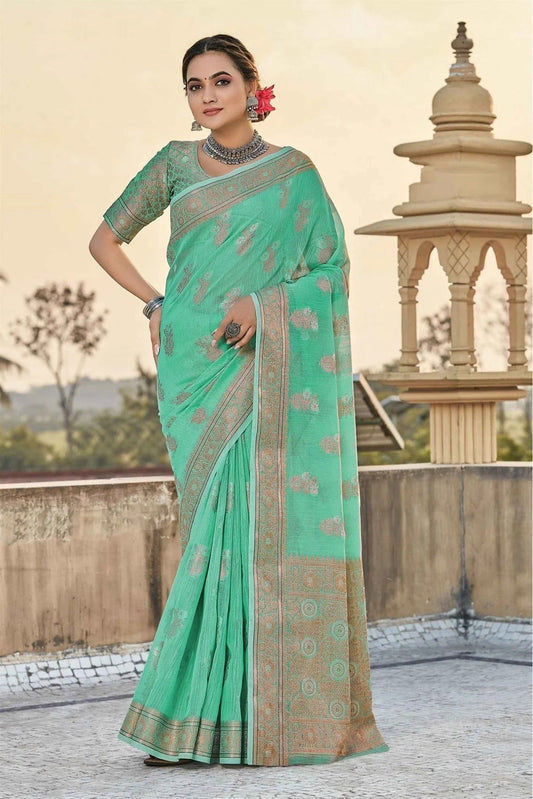 Green Colour Linen Woven Saree SD1100340