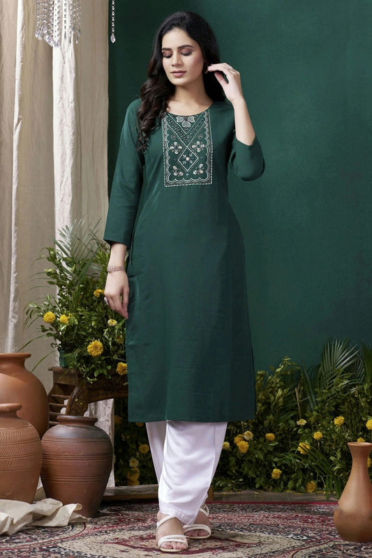 Green Colour Maaza Cotton Kurta And Pant Set KR1111344