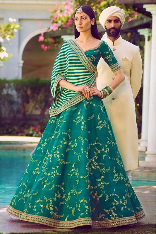 Green Colour Mulberry Silk Lehenga Choli LC1010052