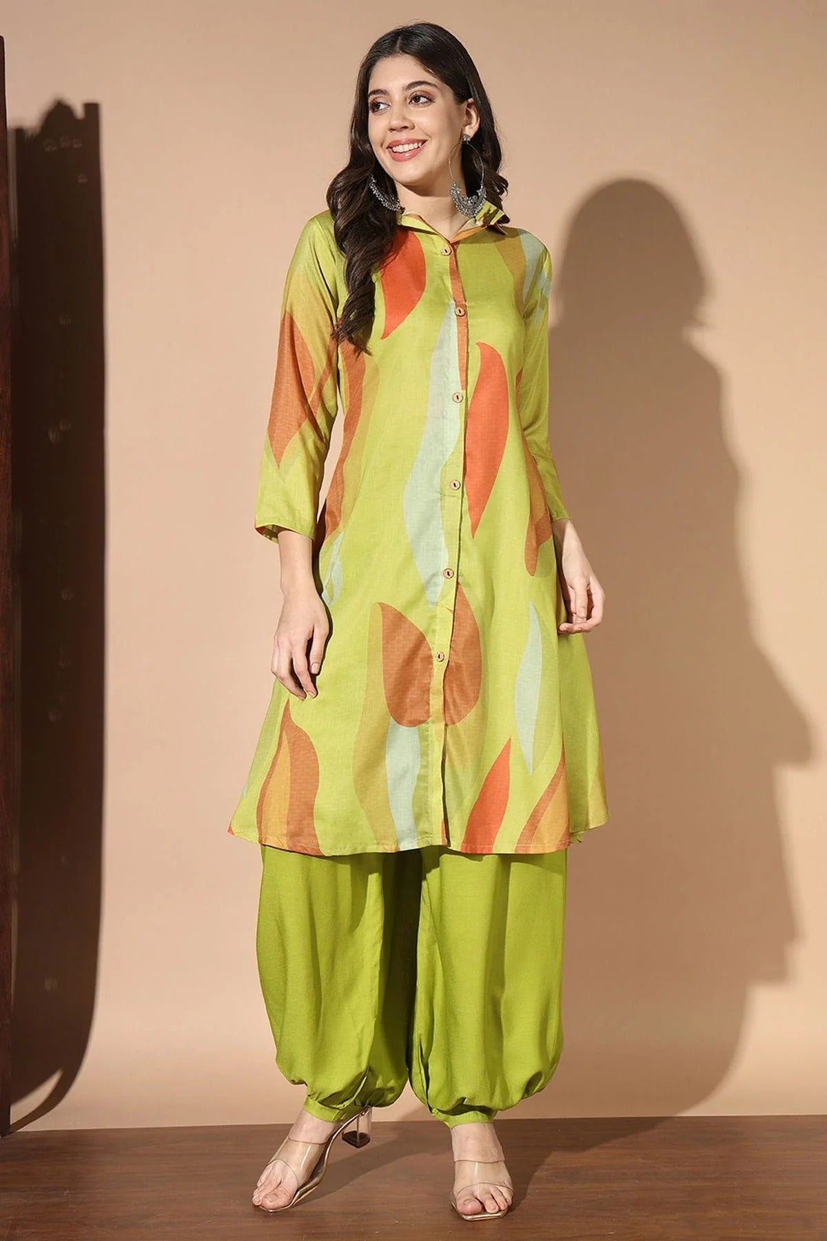Green Colour Muslin Kurta And Pant Set KR1111297