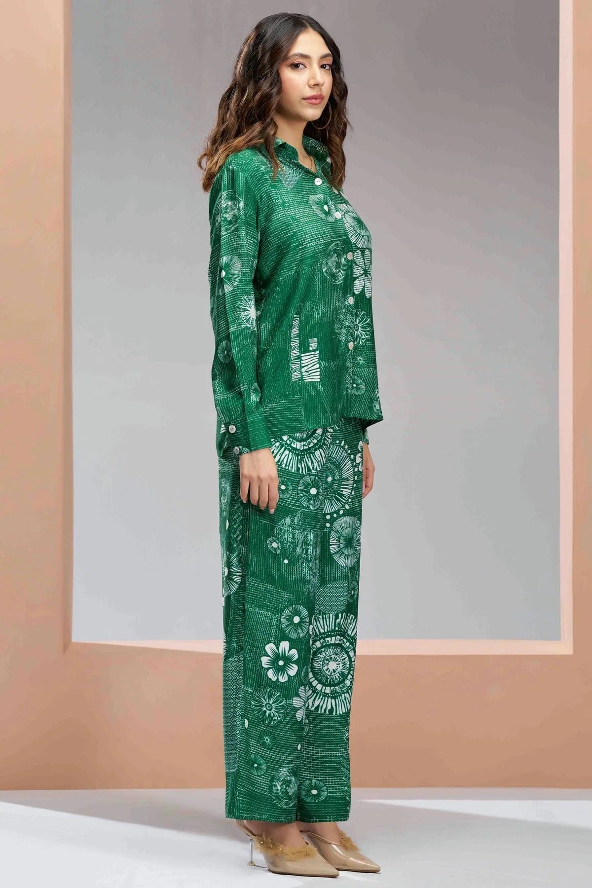Green Colour Muslin Silk Co Ord Suit TP1080967 A