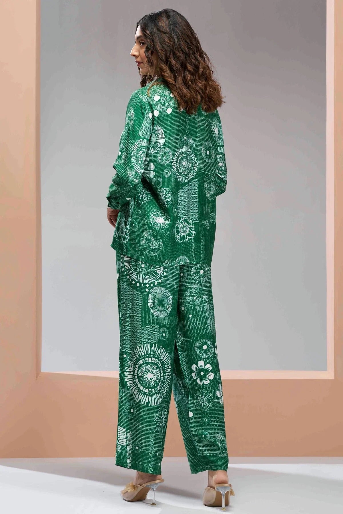 Green Colour Muslin Silk Co Ord Suit TP1080967 B