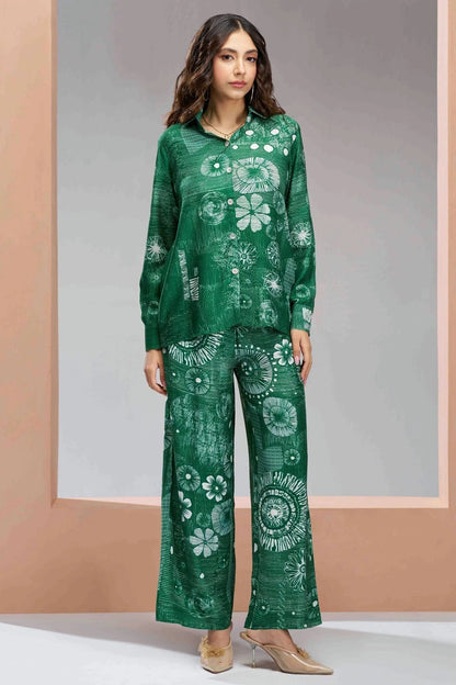 Green Colour Muslin Silk Co Ord Suit TP1080967