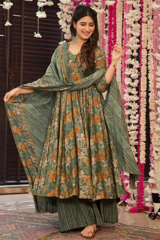 Green Colour Muslin Stitched Salwar Suit SS1111428