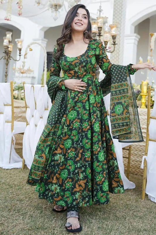 Green Colour Muslin Stitched Salwar Suit SS1111429