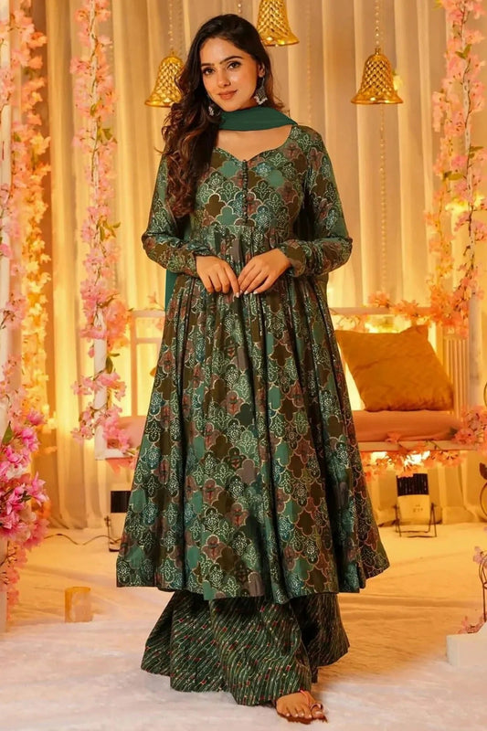 Green Colour Muslin Stitched Salwar Suit SS1111431