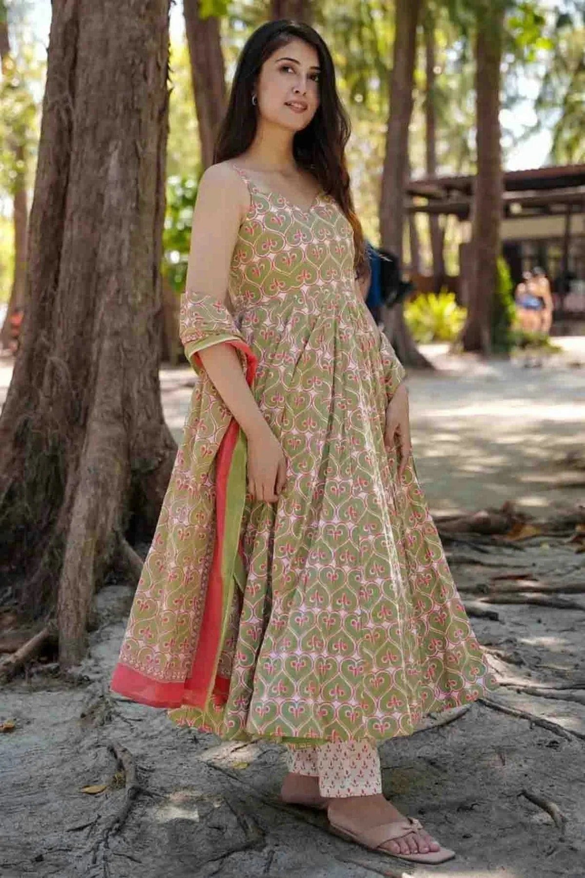 Green Colour Muslin Stitched Suit SS1113314 A
