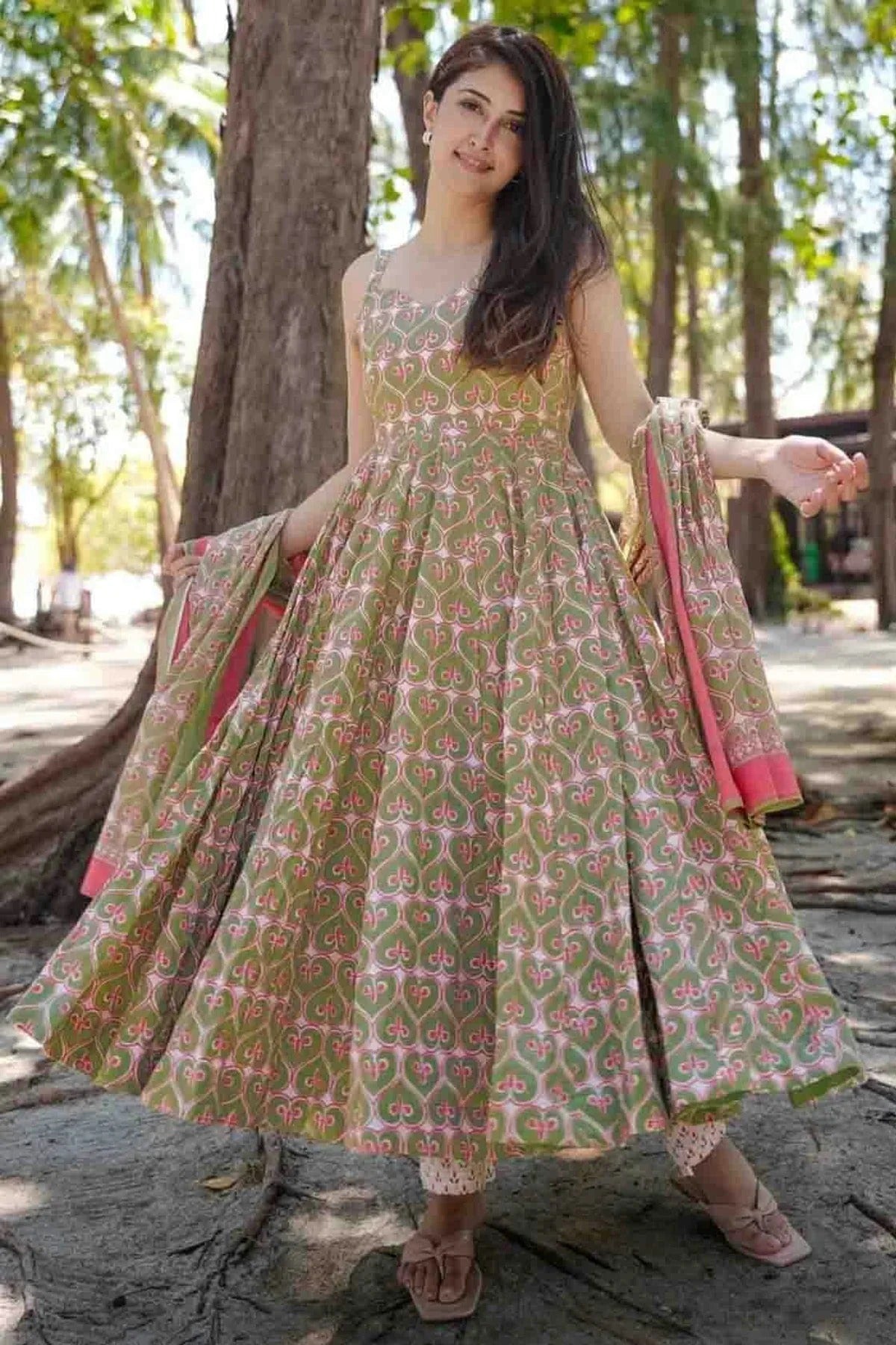 Green Colour Muslin Stitched Suit SS1113314