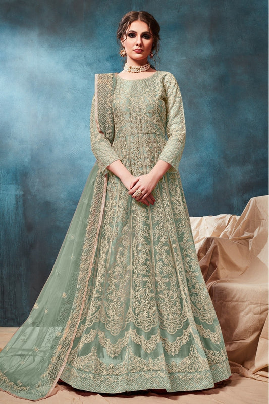 Green Colour Net Anarkali Suit SM1050014