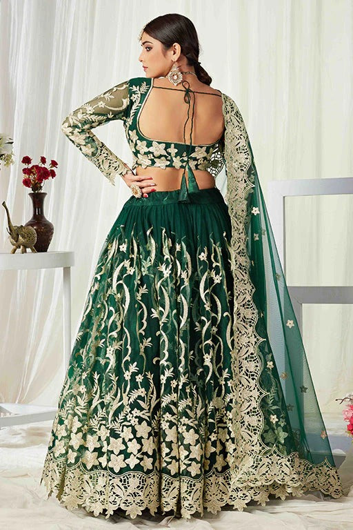 Green Colour Net Designer Lehenga Choli LC1240007 A