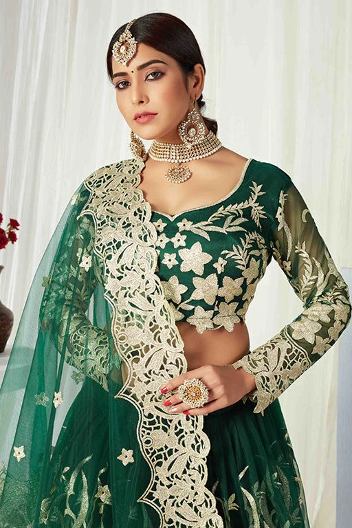 Green Colour Net Designer Lehenga Choli LC1240007 B